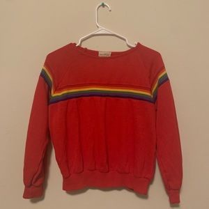 vintage 70s red rainbow sweater